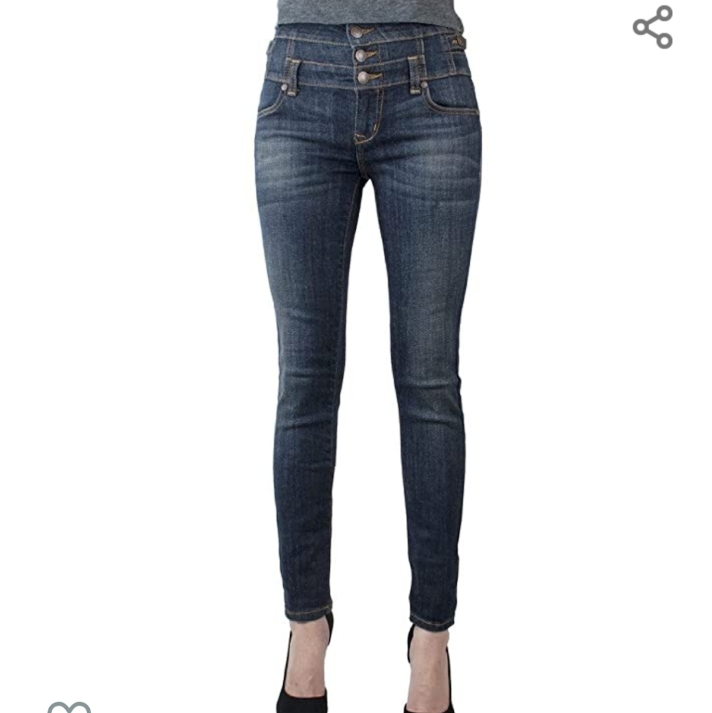 Eunina high-waisted, multi-button wash stretch skinny denim jeans. Juniors 1